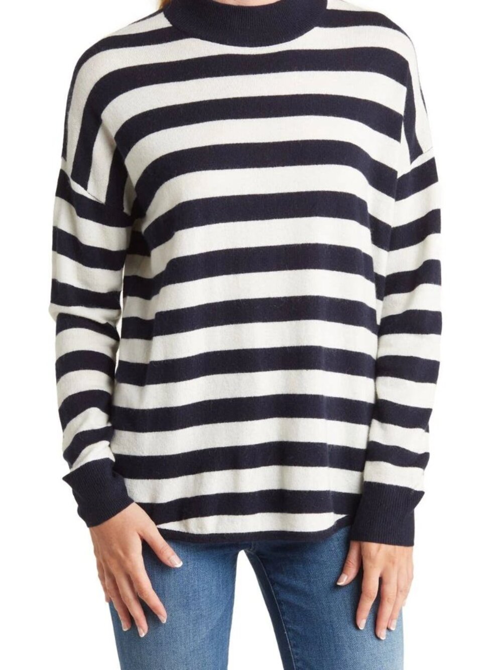 Madewell Ashbury Mockneck Sweater in Kelsey Stripe Size Large